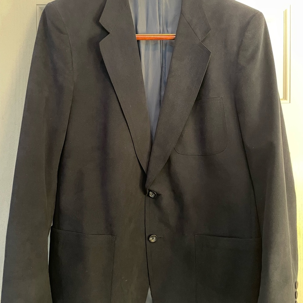 Vtg Raleigh BrookStreet Navy Blue Suede Blazer